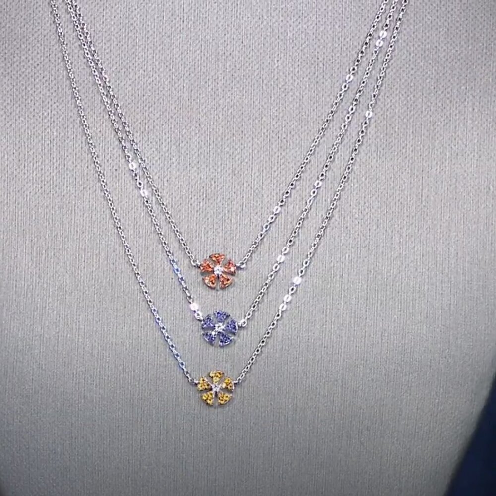 HSN Colleen Lopez 0.40ctw Multigem Flower Layered Sterling Silver 18" Necklace - Picture 4 of 9